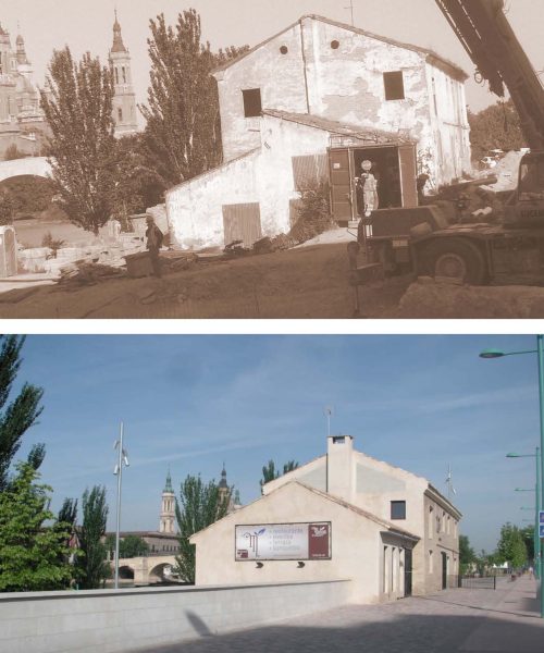 fotos mostrando el antes y después de la rehabilitación del Molino de San Lázaro